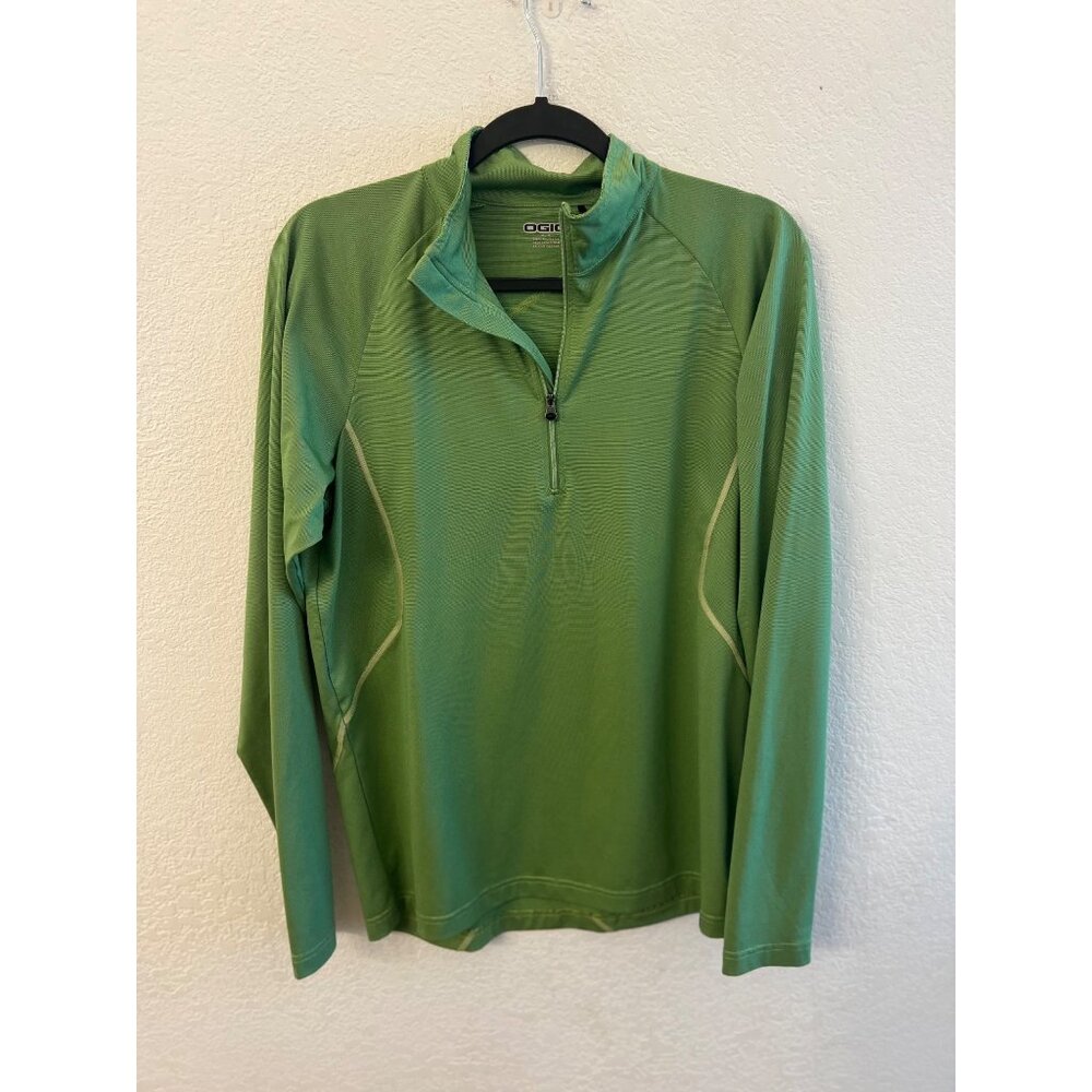 Ogio Mens Green Quarter-Zip Long Sleeve Pullover men size Medium Polyester Light